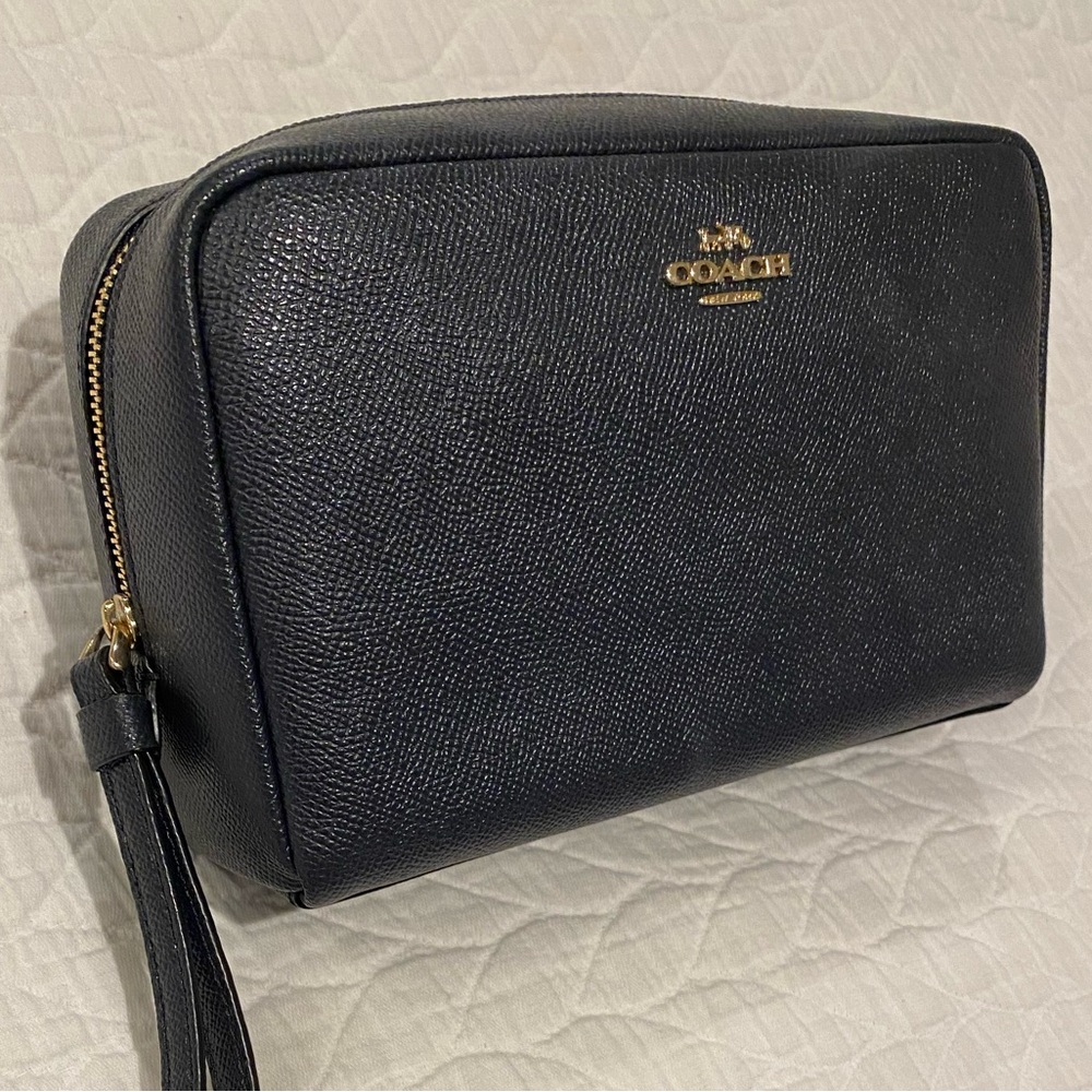 Coach Black Leather Cosmetic Travel Case